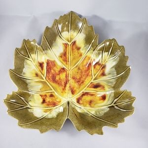 Vintage Ceramic Maple leaf dish. Signed on bottom Mel 70